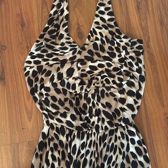 INC iinternational concepts halter leopard jumpsuit extra small wide leg - Picture 2 of 7